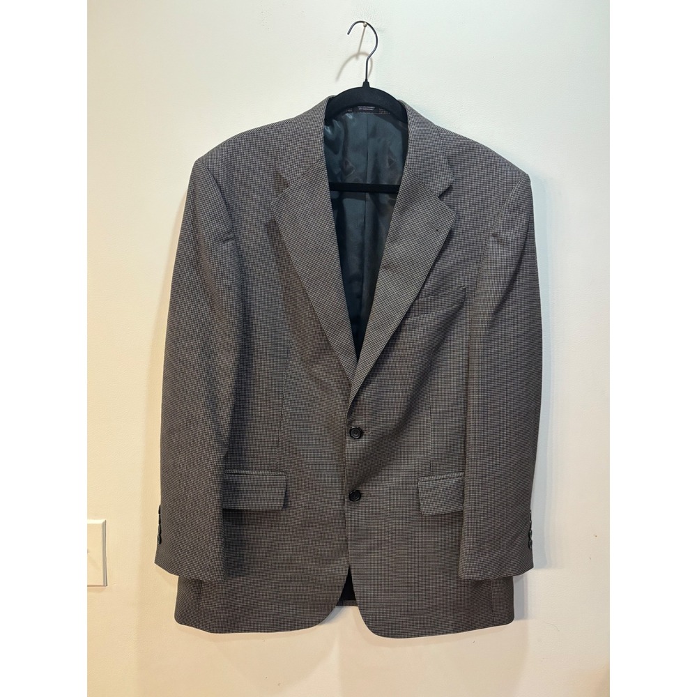 Oscar de la Renta Menswear Blazer 42R‎ Houndstooth Wool Two Button Brownish Gray